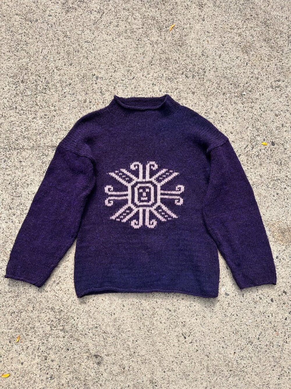Hand-Made sun motif wool sweater